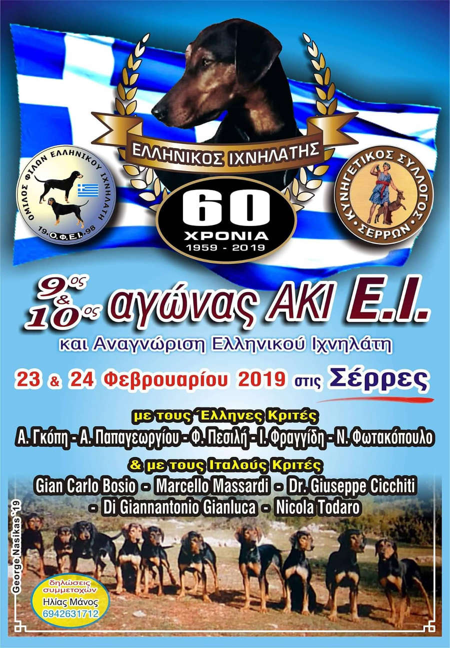9ος και 10ος αγώνας ΑΚΙ - Ελληνικού Ιχνηλάτη και Αναγνώριση Ελληνικού Ιχνηλάτη στις Σέρρες